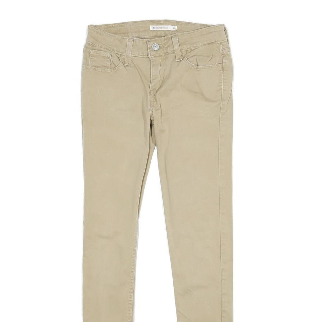 LEVI'S Womens Beige Cotton Blend Slim Skinny Trousers W26 L30 Stretch Fit