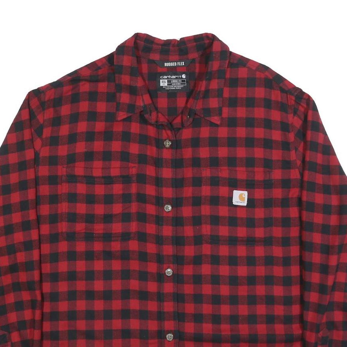 CARHARTT Womens Red & Black Check Shirt 2XL Rugged Flex Button-Down Long Sleeve