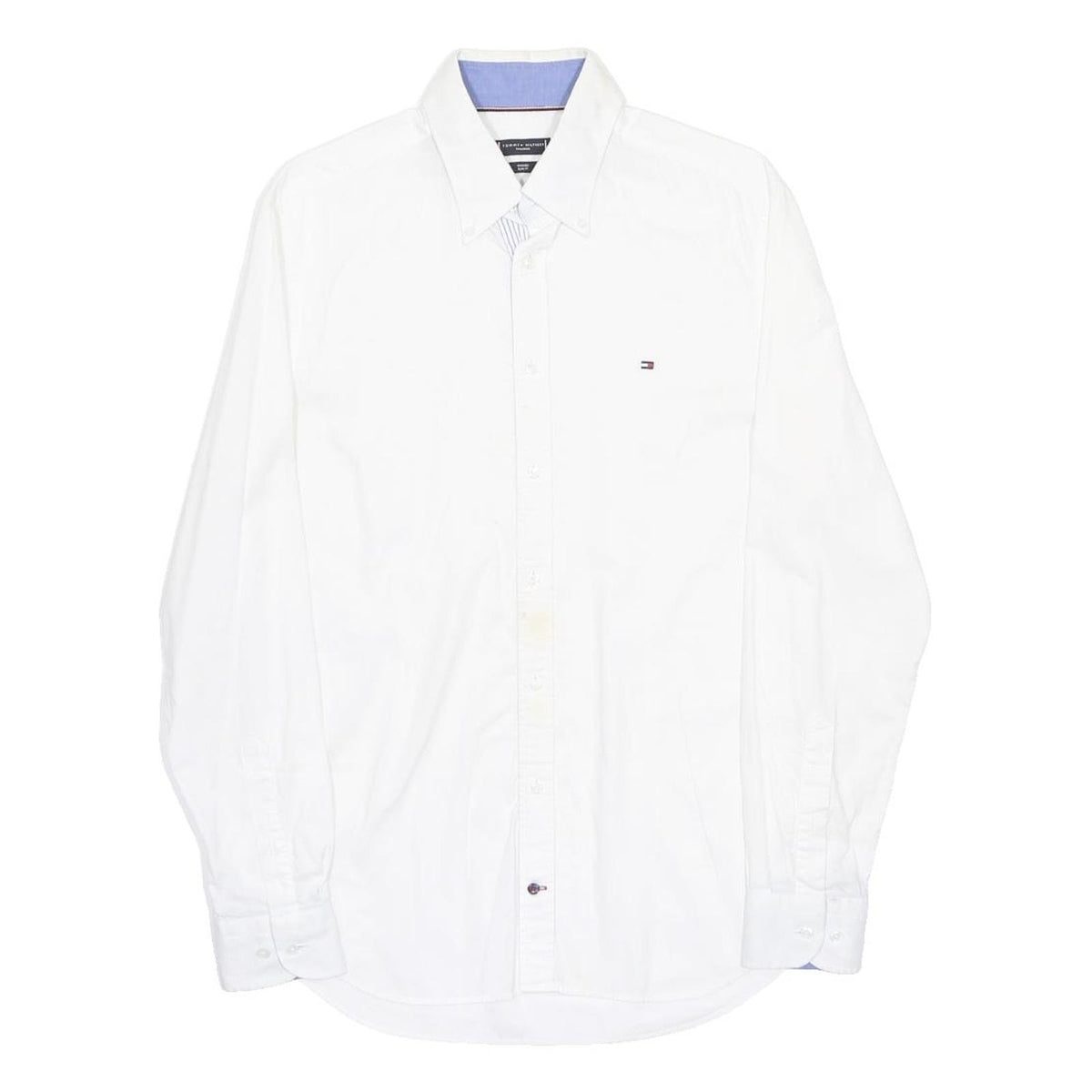 TOMMY HILFIGER Mens White S Classic Cotton Shirt Buttondown Collar Long Sleeve