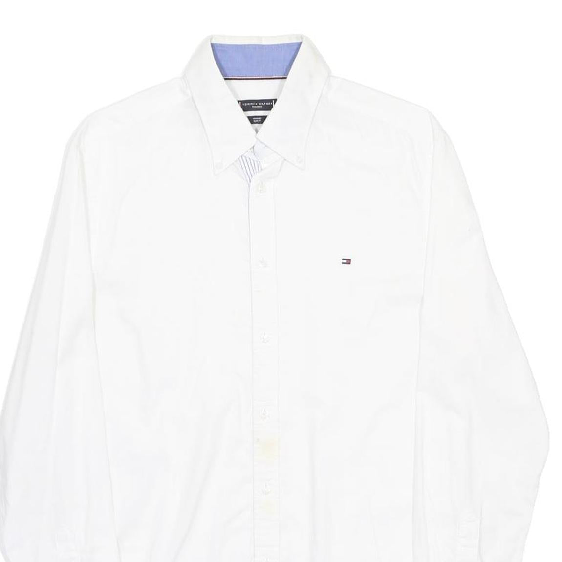 TOMMY HILFIGER Mens White S Classic Cotton Shirt Buttondown Collar Long Sleeve