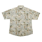WOOLRICH Mens Beige & Green Pattern Cotton Shirt XS Casual Summer Button-Up