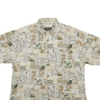 WOOLRICH Mens Beige & Green Pattern Cotton Shirt XS Casual Summer Button-Up