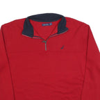 NAUTICA Mens Red & Navy 1/4 Zip 2XL Sweatshirt Cotton Blend Casual