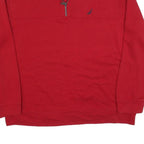 NAUTICA Mens Red & Navy 1/4 Zip 2XL Sweatshirt Cotton Blend Casual