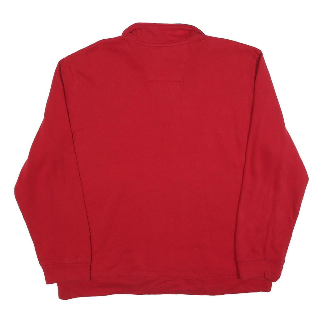 NAUTICA Mens Red & Navy 1/4 Zip 2XL Sweatshirt Cotton Blend Casual