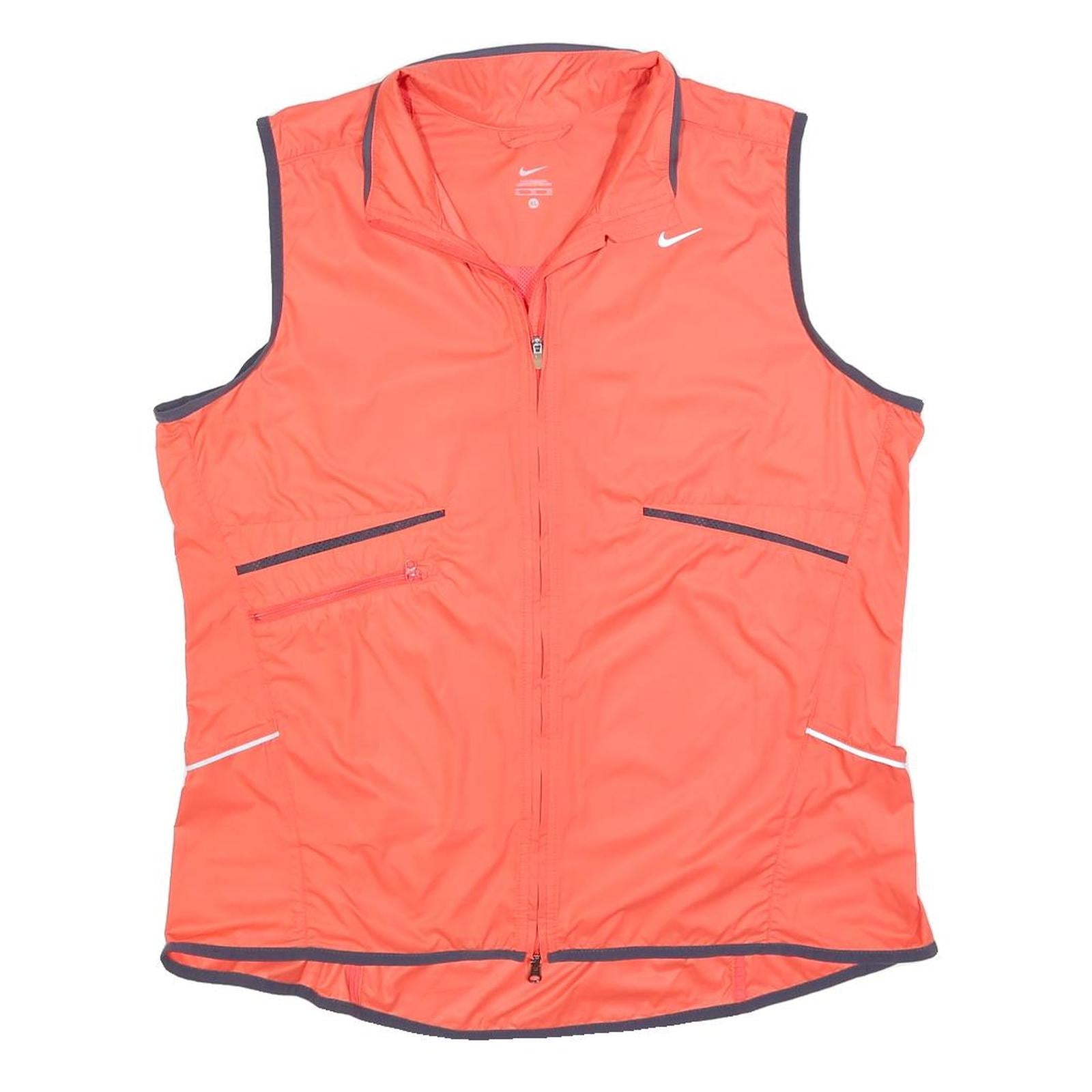 NIKE Womens Red Sleeveless Jacket XL Polyester Blend Zip Plain Sportswear