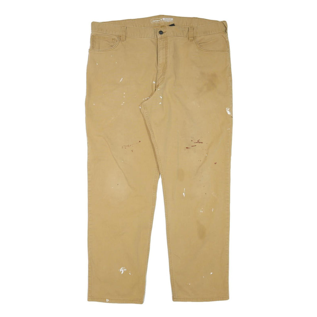 CARHARTT Mens Cotton Blend Beige Relaxed Straight Trousers W42 L32 Workwear