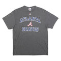 MAJESTIC Mens Grey Atlanta Braves Graphic T-Shirt L Short Sleeve Crew Neck