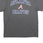 MAJESTIC Mens Grey Atlanta Braves Graphic T-Shirt L Short Sleeve Crew Neck