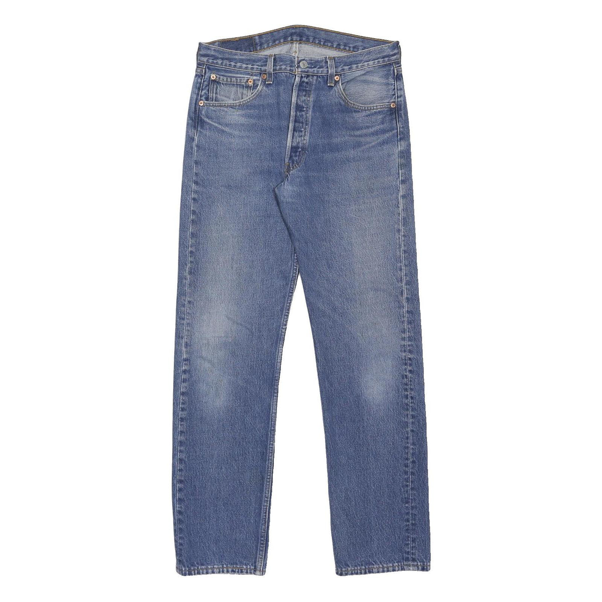 LEVI'S 501XX Mens Jeans Blue Regular Straight Denim Medium W35 L32 Button