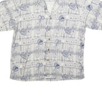 JOSEPH & FEISS Mens Grey & Blue Patterned Silk Shirt L Summer Casual