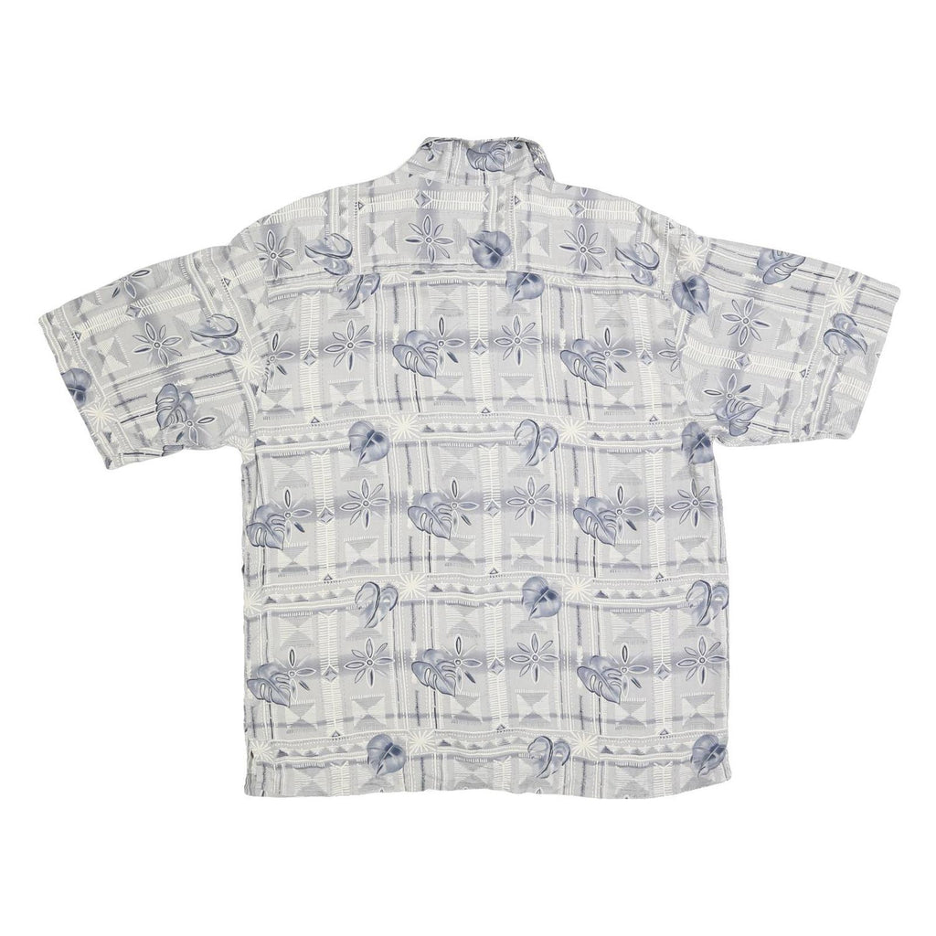 JOSEPH & FEISS Mens Grey & Blue Patterned Silk Shirt L Summer Casual