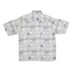 JOSEPH & FEISS Mens Grey & Blue Patterned Silk Shirt L Summer Casual