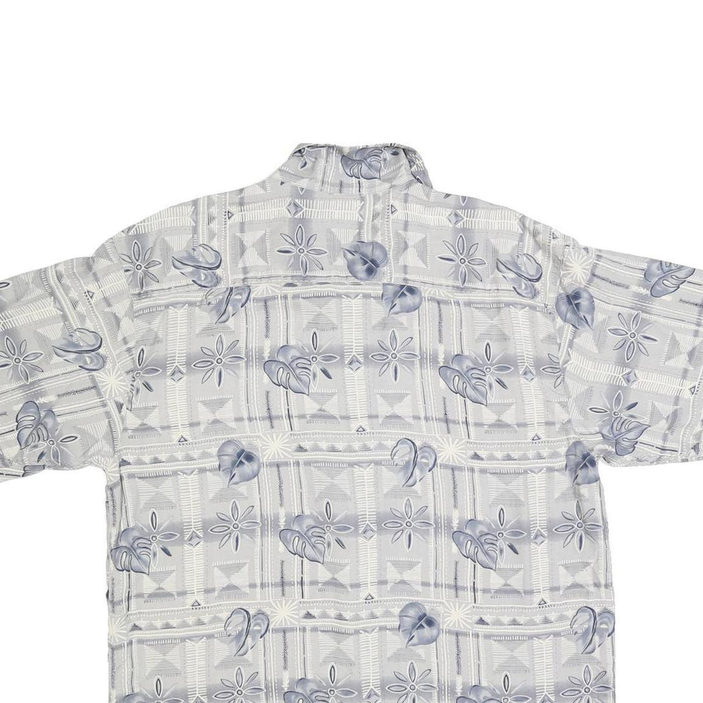 JOSEPH & FEISS Mens Grey & Blue Patterned Silk Shirt L Summer Casual