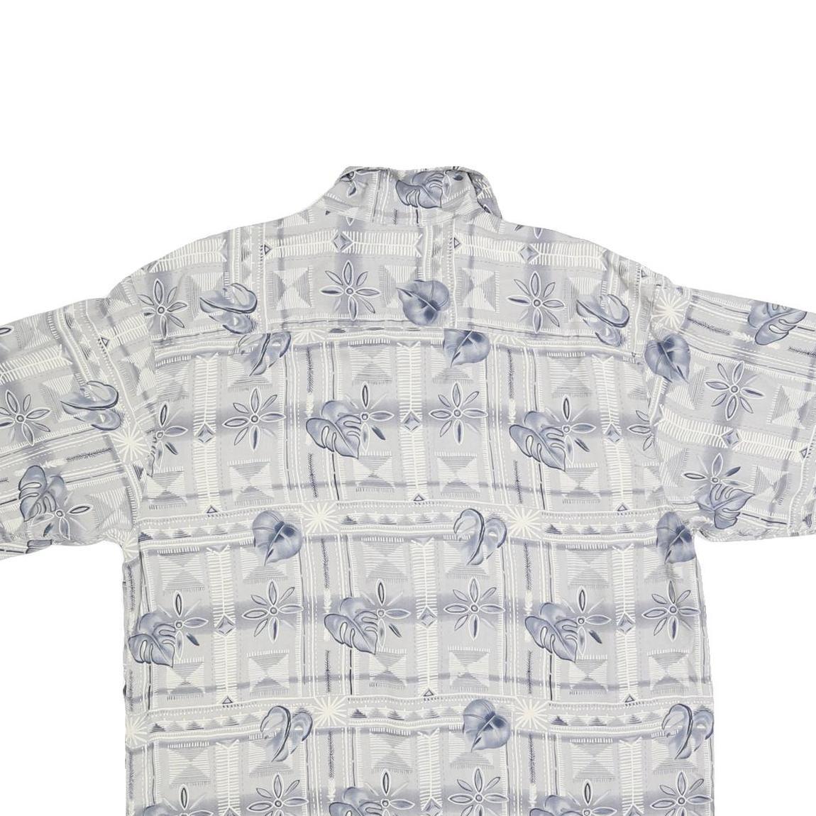 JOSEPH & FEISS Mens Grey & Blue Patterned Silk Shirt L Summer Casual