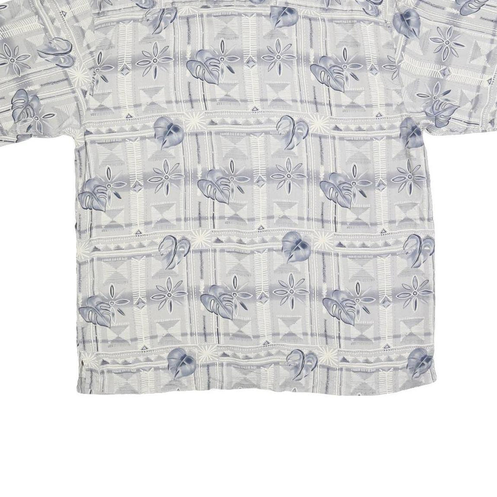 JOSEPH & FEISS Mens Grey & Blue Patterned Silk Shirt L Summer Casual