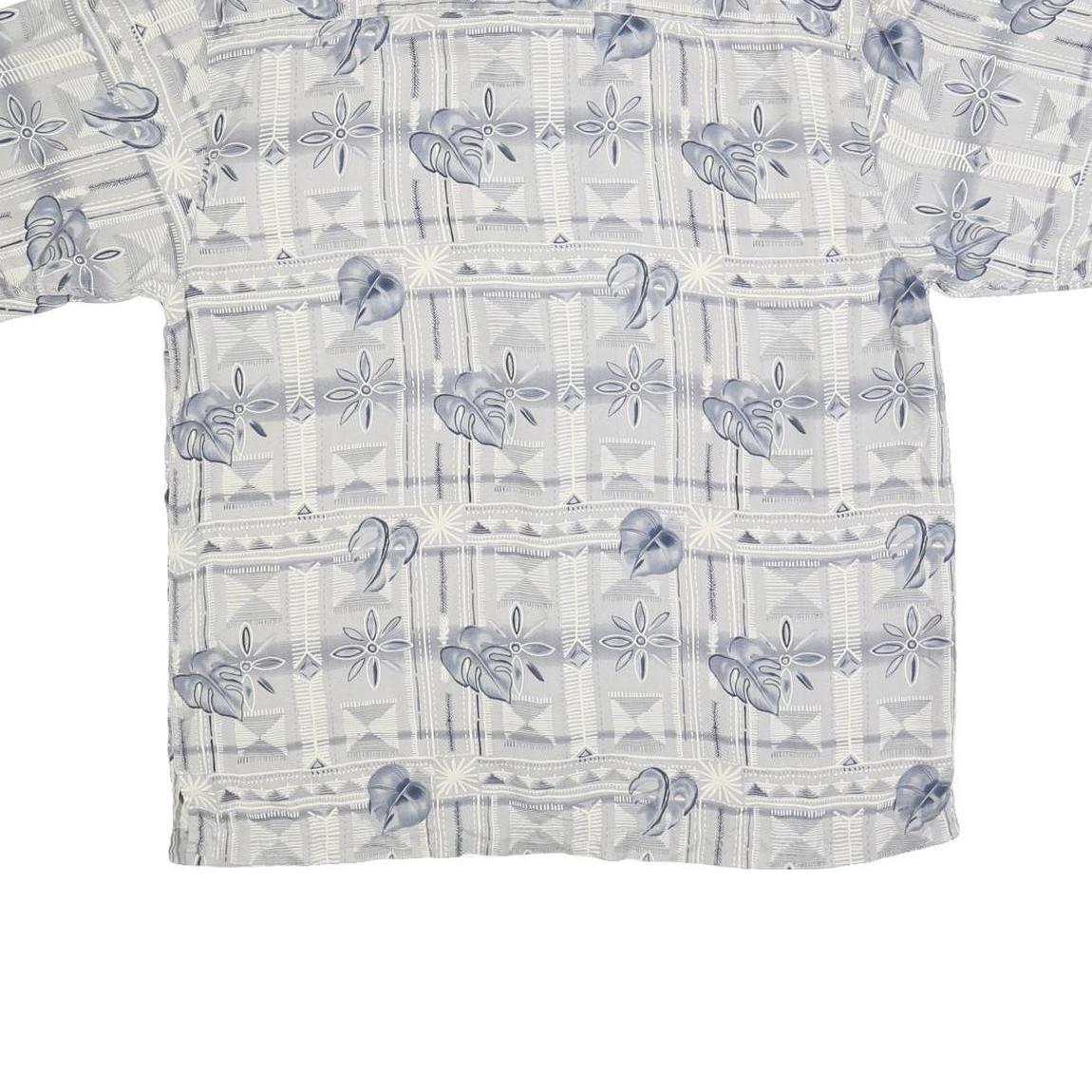 JOSEPH & FEISS Mens Grey & Blue Patterned Silk Shirt L Summer Casual