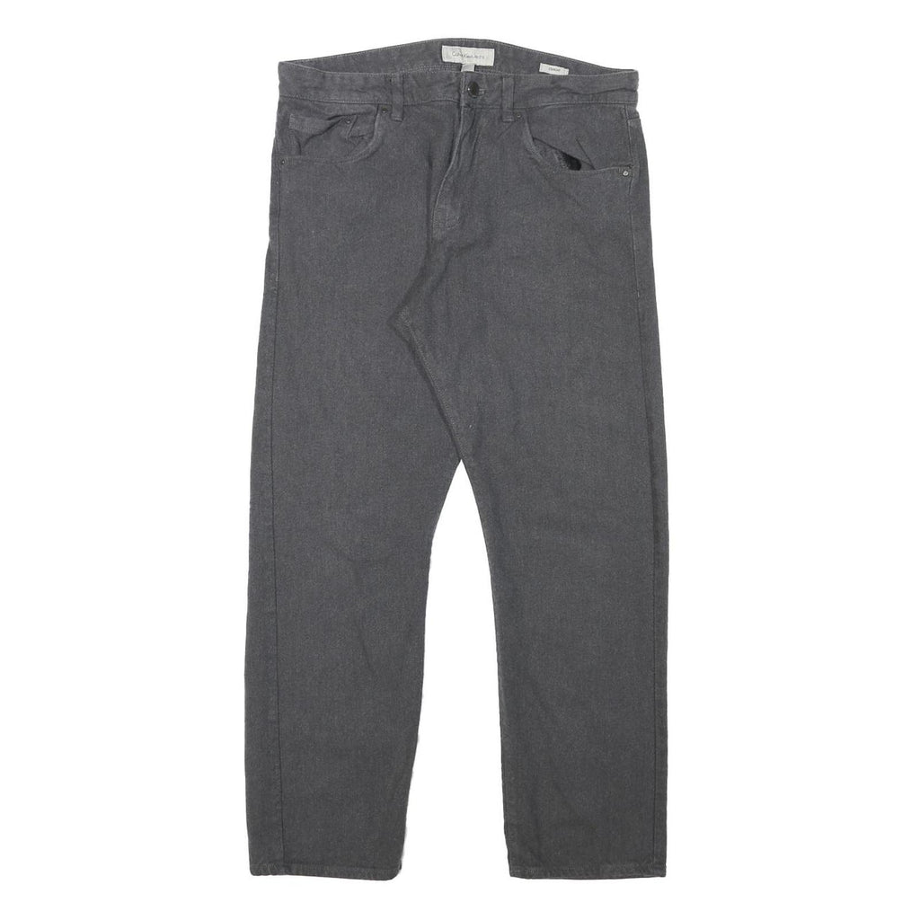 CALVIN KLEIN JEANS Mens Regular Fit Grey Cotton Blend Trousers W32 L27 Casual