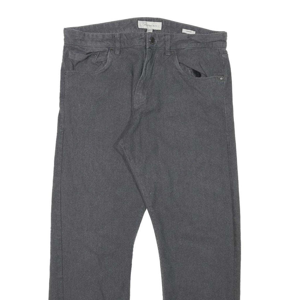 CALVIN KLEIN JEANS Mens Regular Fit Grey Cotton Blend Trousers W32 L27 Casual