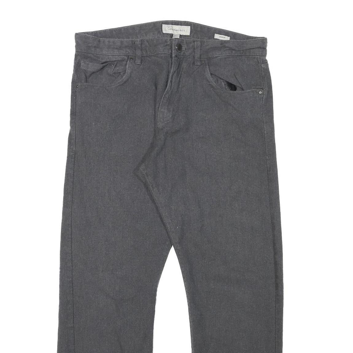 CALVIN KLEIN JEANS Mens Regular Fit Grey Cotton Blend Trousers W32 L27 Casual