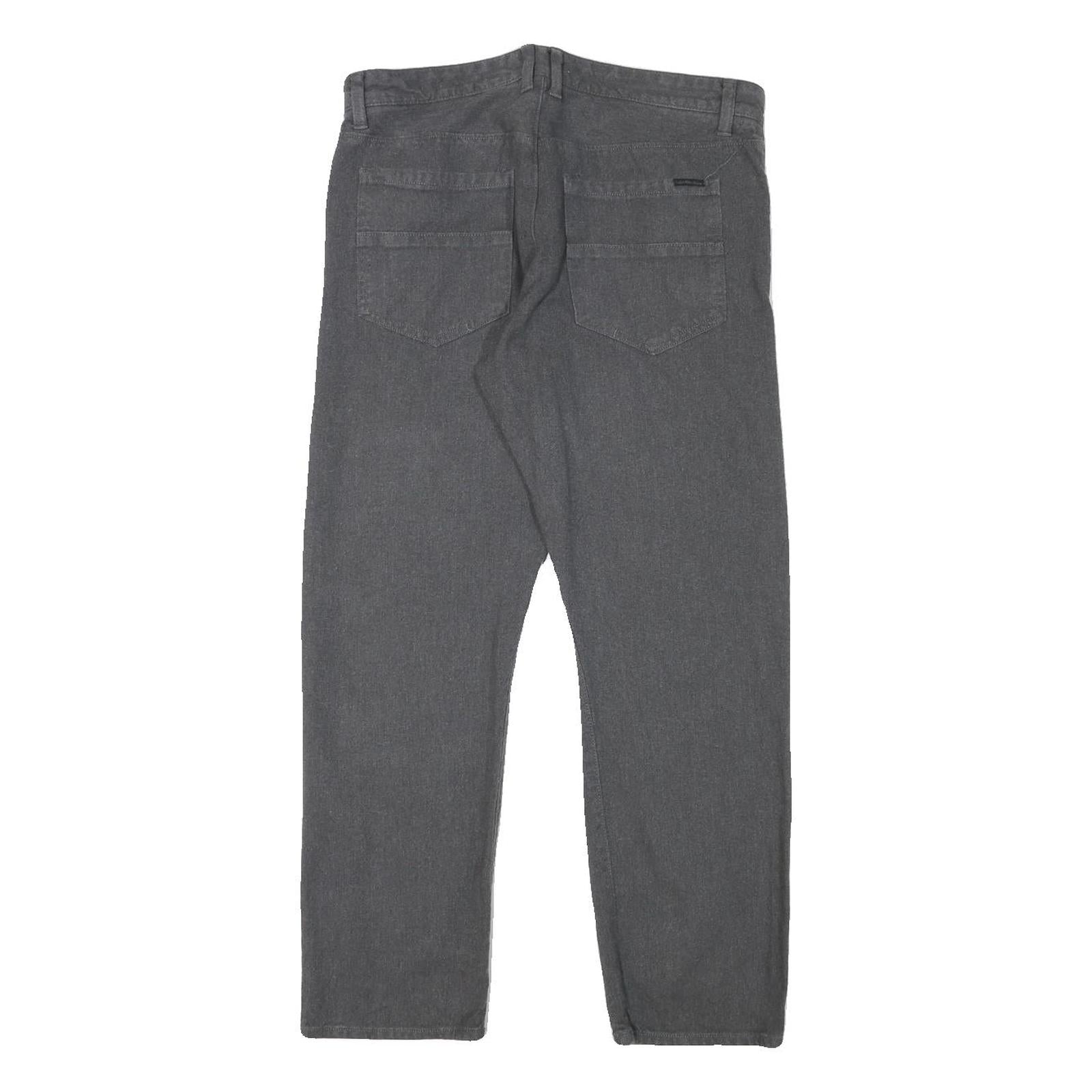CALVIN KLEIN JEANS Mens Regular Fit Grey Cotton Blend Trousers W32 L27 Casual