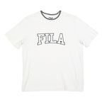 FILA Womens White Graphic T-Shirt S Short Sleeve Crew Neck Cotton Blend