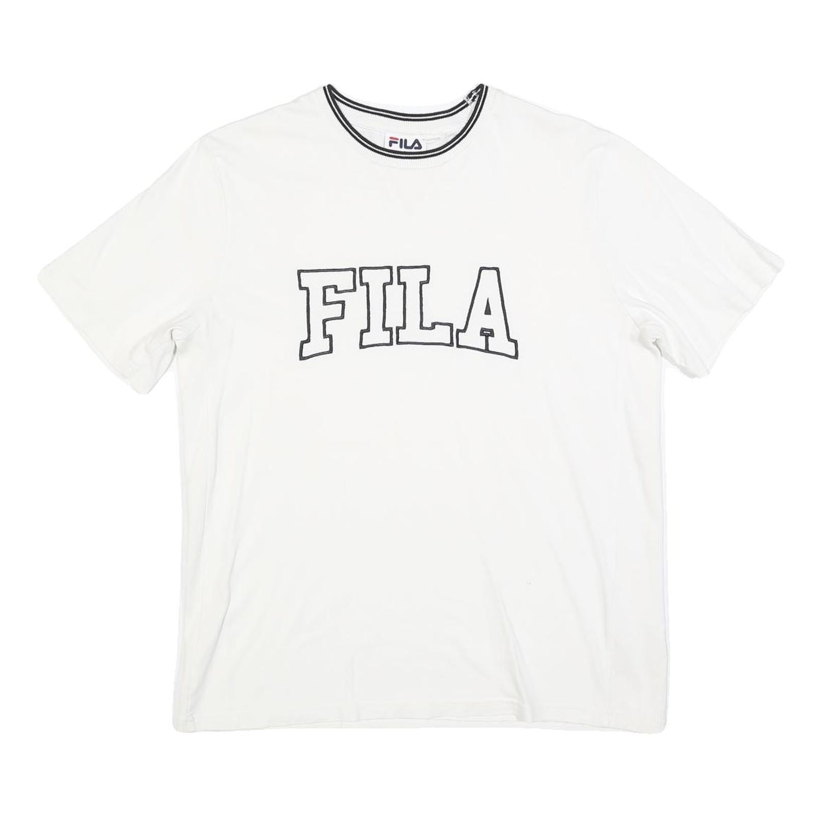 FILA Womens White Graphic T-Shirt S Short Sleeve Crew Neck Cotton Blend