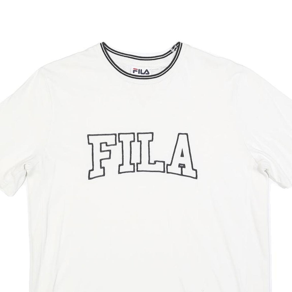 FILA Womens White Graphic T-Shirt S Short Sleeve Crew Neck Cotton Blend