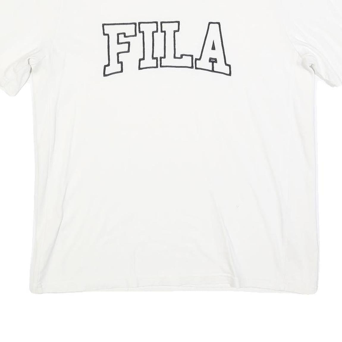 FILA Womens White Graphic T-Shirt S Short Sleeve Crew Neck Cotton Blend