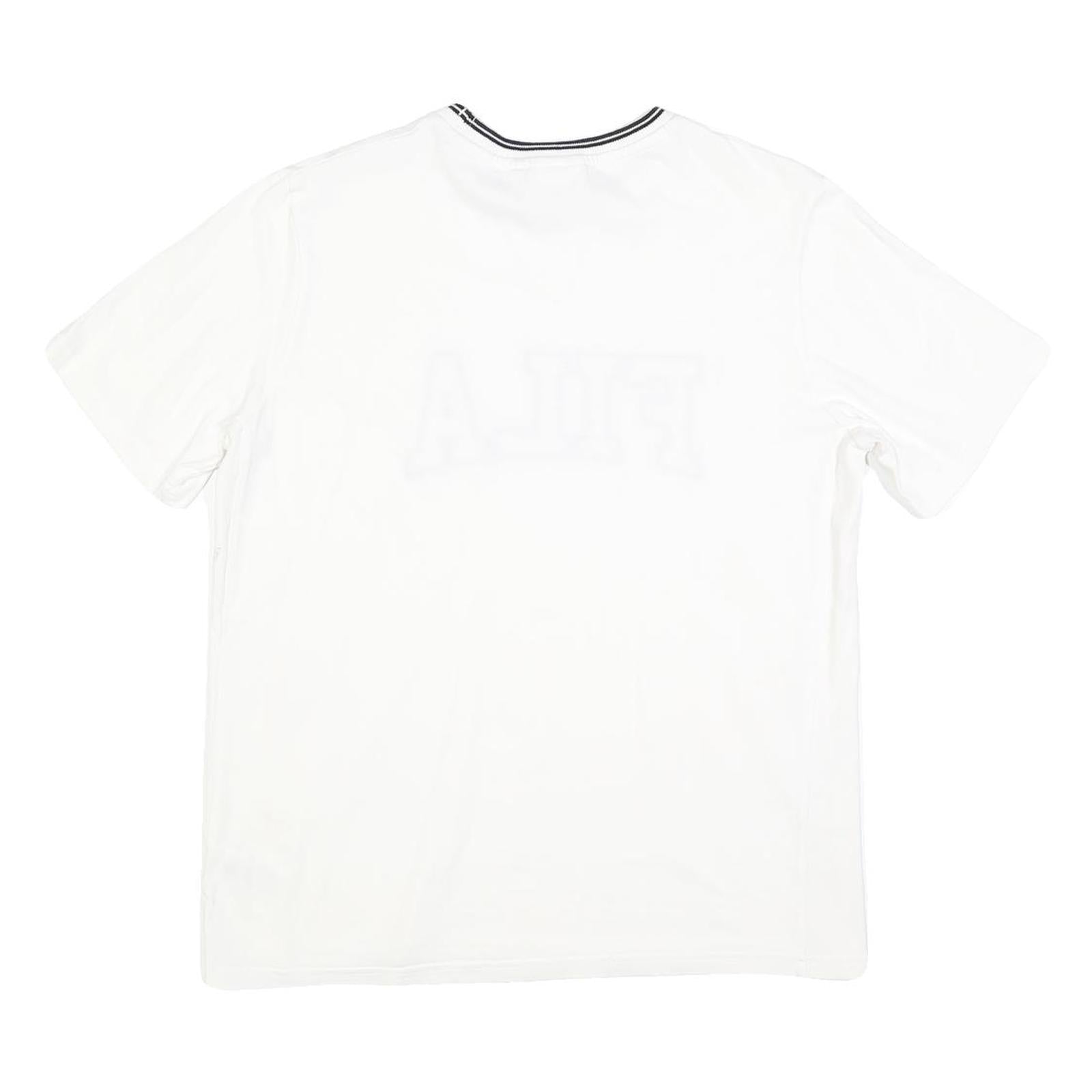 FILA Womens White Graphic T-Shirt S Short Sleeve Crew Neck Cotton Blend