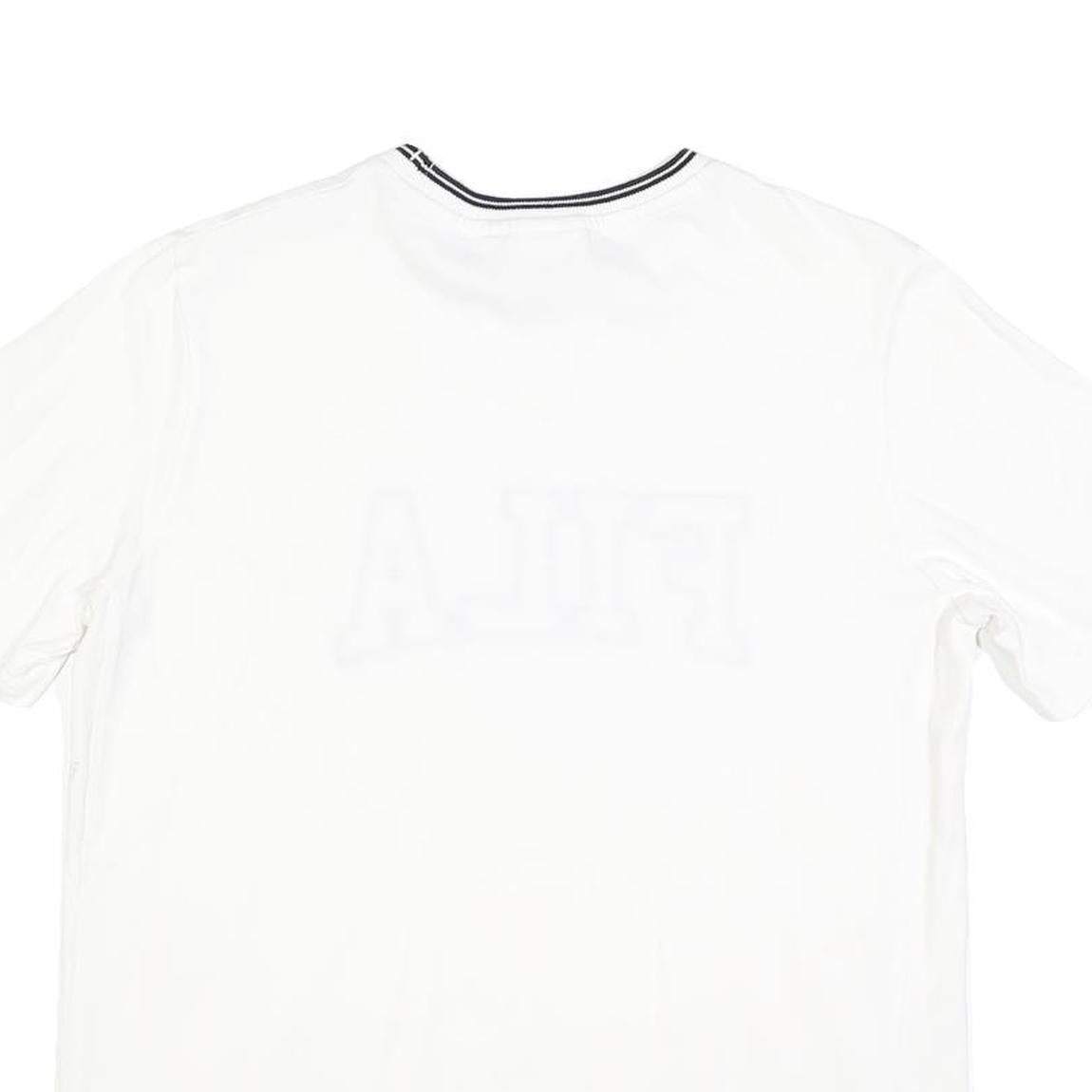 FILA Womens White Graphic T-Shirt S Short Sleeve Crew Neck Cotton Blend