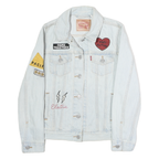 LEVI'S Womens Blue Denim Cotton Embroidered Jacket XS Button Closure