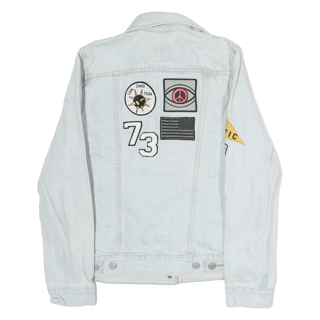 LEVI'S Womens Blue Denim Cotton Embroidered Jacket XS Button Closure