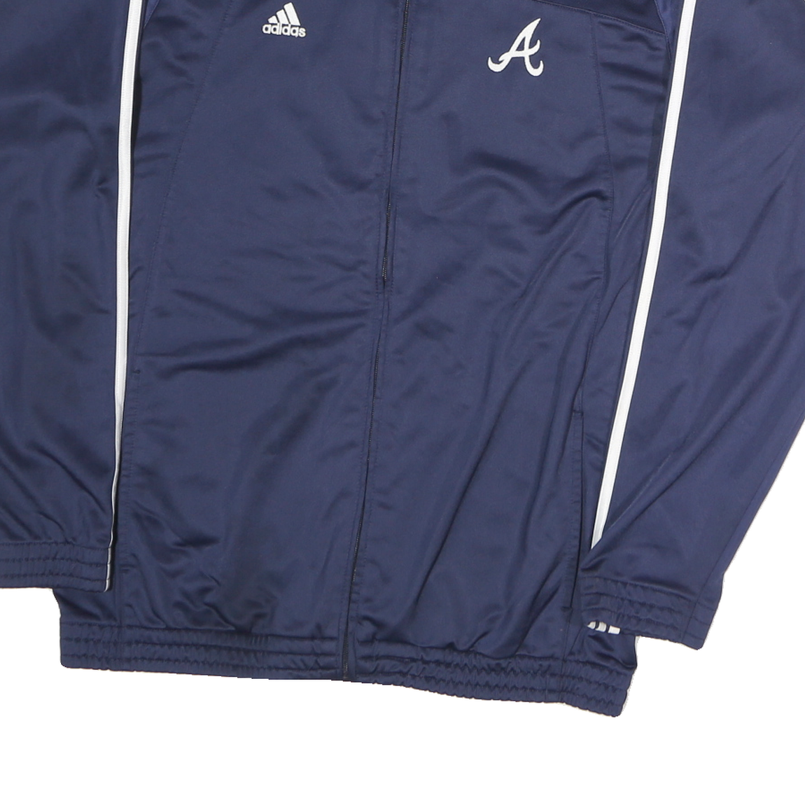ADIDAS Mens Navy & White Braves Zip Track Jacket XL Polyester Sportwear