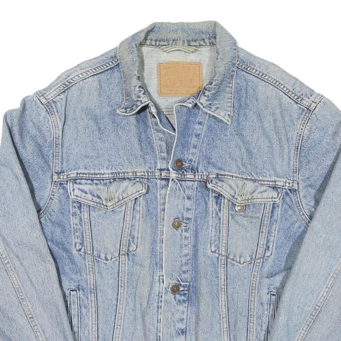 LEVI'S Mens Blue Cotton Denim Jacket L Button Plain Classic Vintage