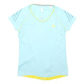 ADIDAS Womens Blue & Yellow Graphic T-Shirt UK 10 Short Sleeve V-Neck Activewear