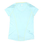 ADIDAS Womens Blue & Yellow Graphic T-Shirt UK 10 Short Sleeve V-Neck Activewear