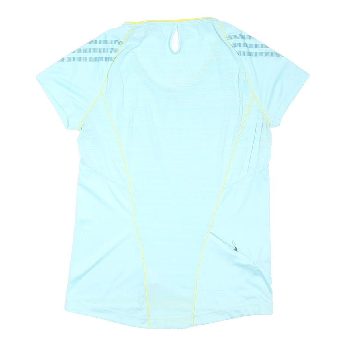 ADIDAS Womens Blue & Yellow Graphic T-Shirt UK 10 Short Sleeve V-Neck Activewear