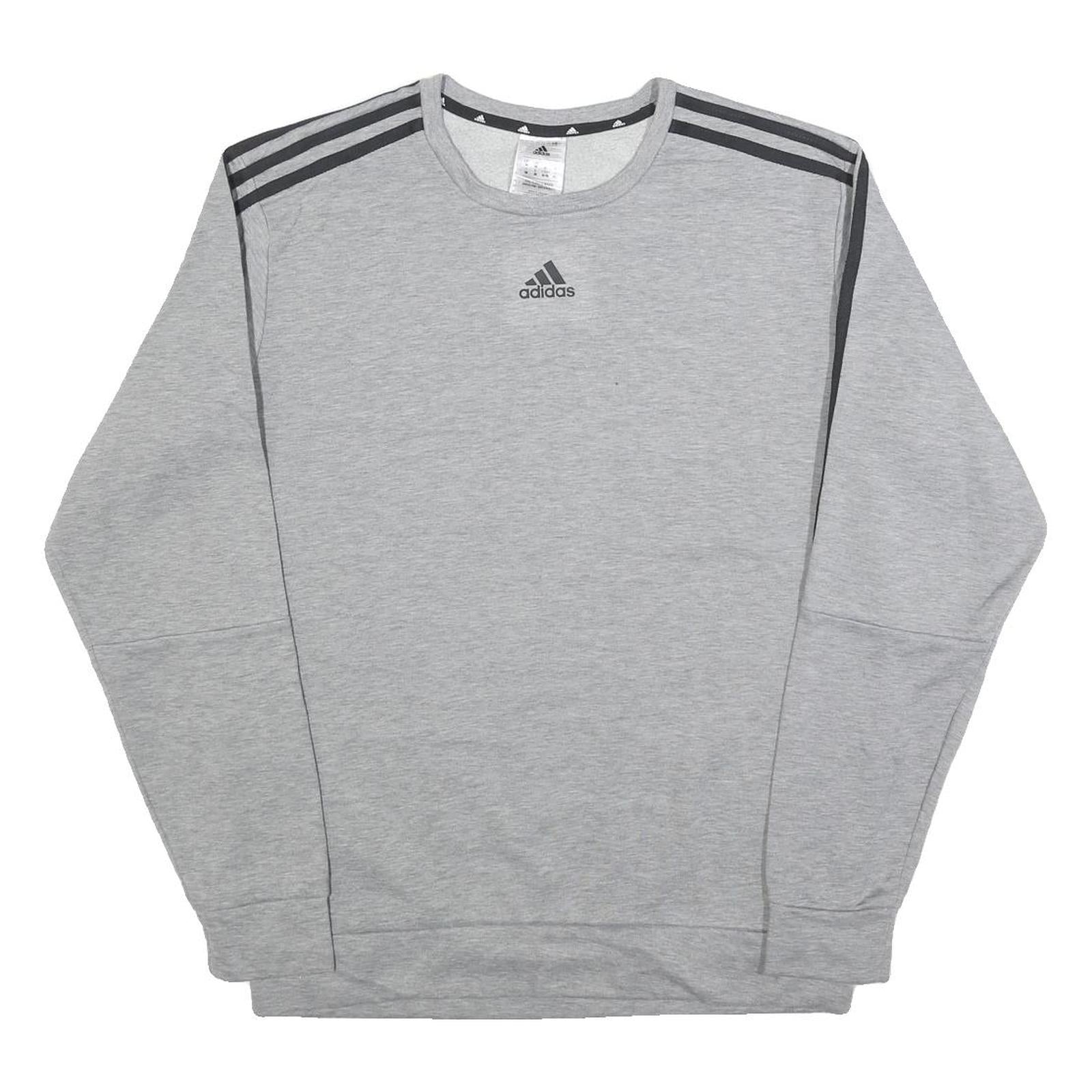 ADIDAS Mens Grey Sweatshirt M Crew Neck Cotton Blend Pullover Sports Casual