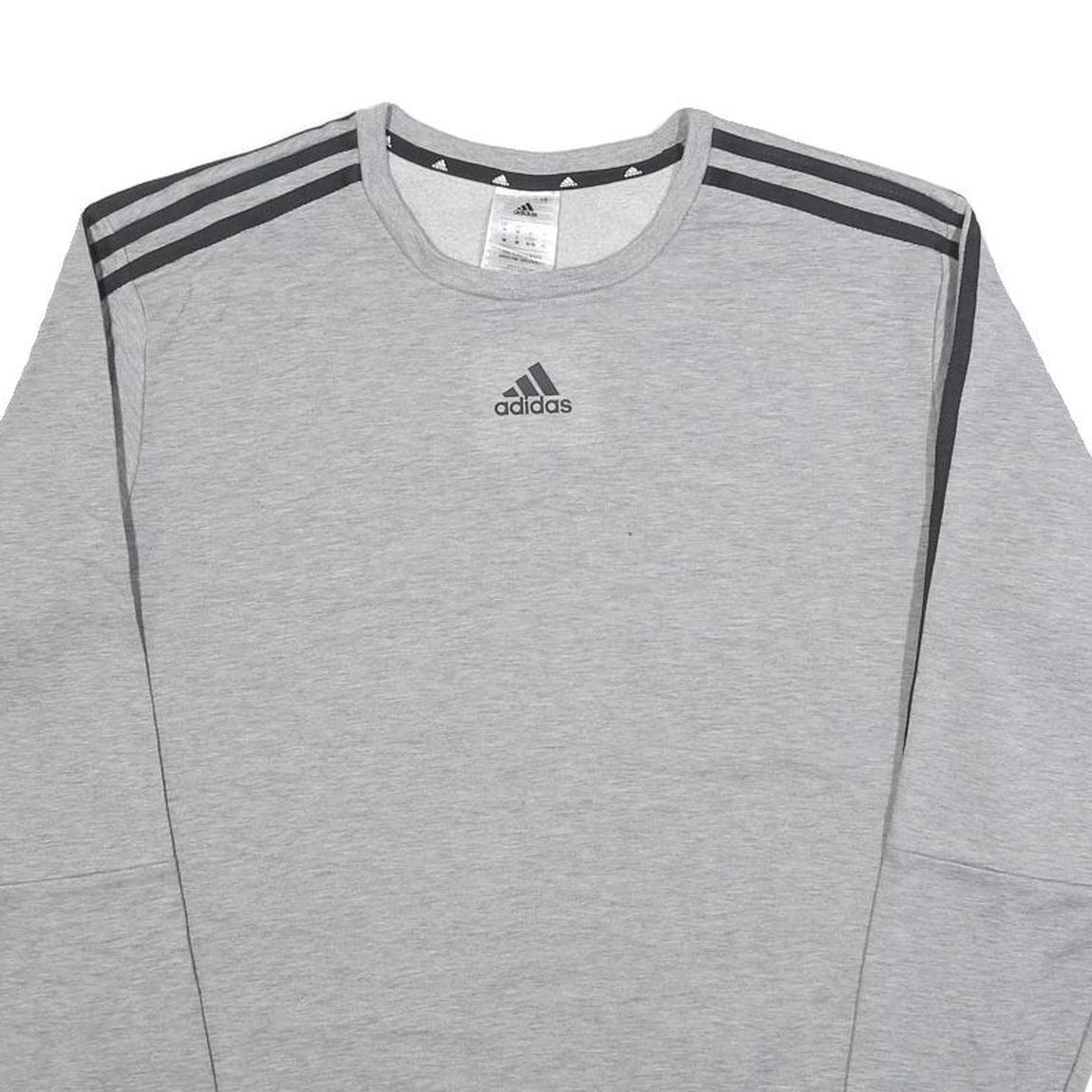 ADIDAS Mens Grey Sweatshirt M Crew Neck Cotton Blend Pullover Sports Casual