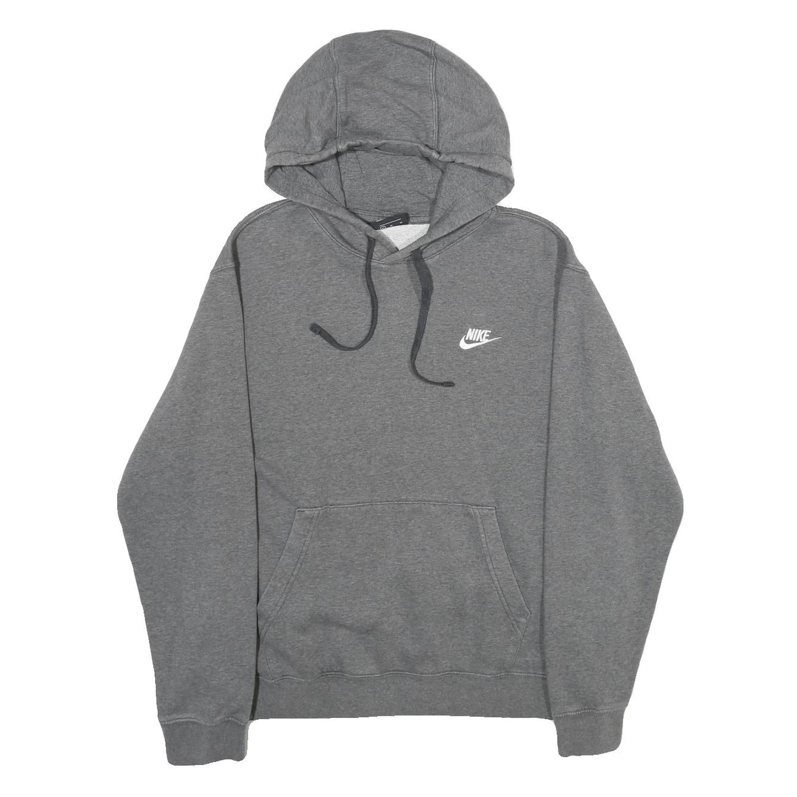 NIKE Mens Grey Hoodie M Cotton Blend Pullover Drawstring Hood Sweatshirt