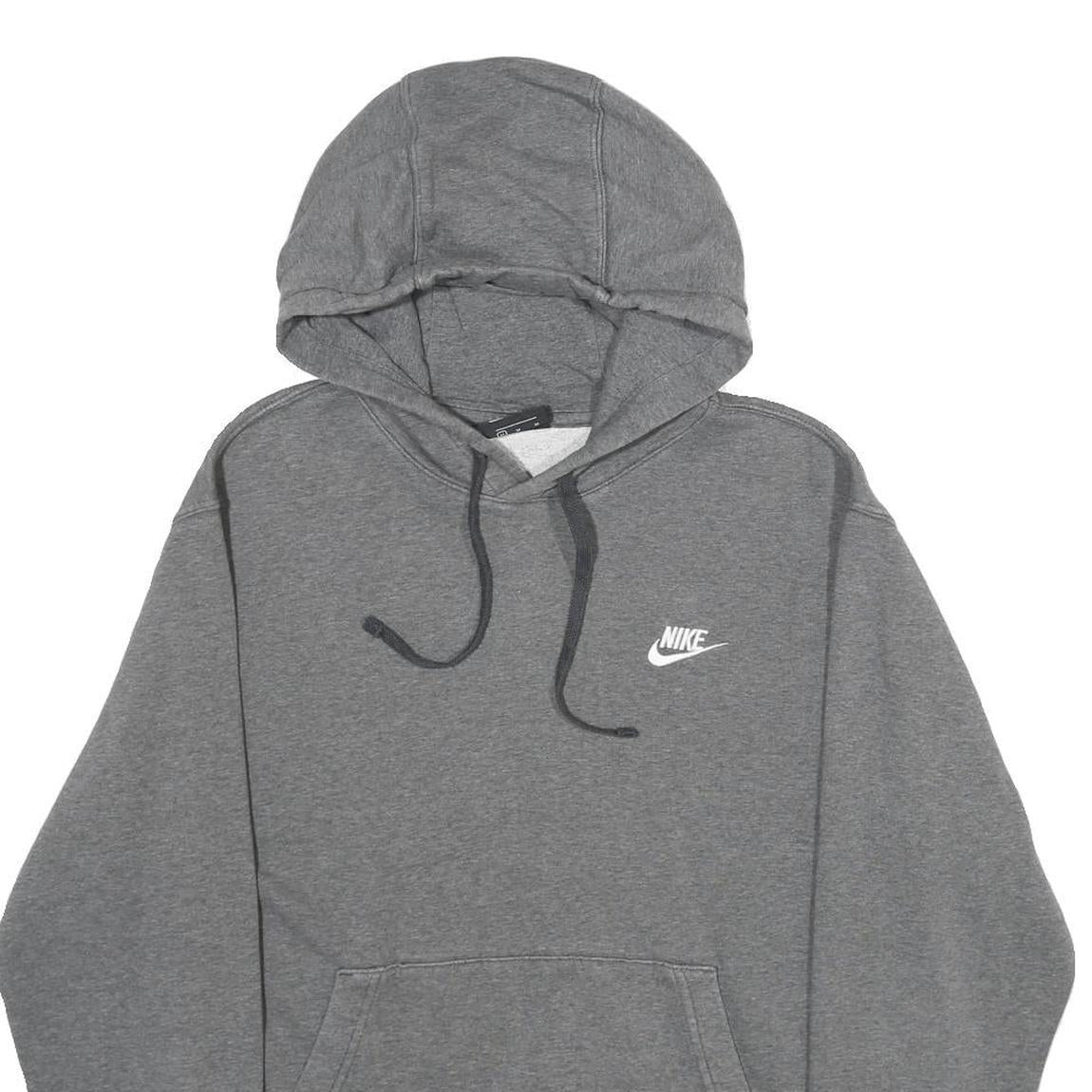 NIKE Mens Grey Hoodie M Cotton Blend Pullover Drawstring Hood Sweatshirt