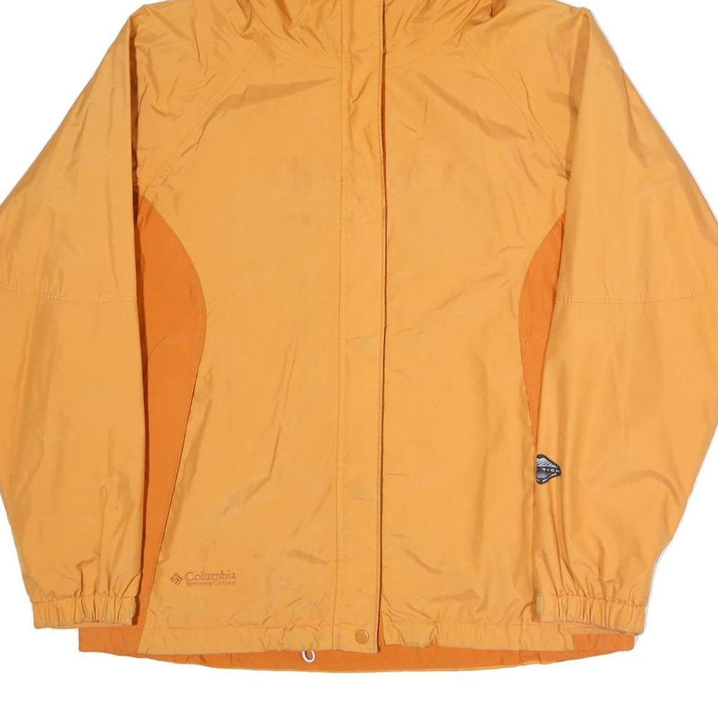 COLUMBIA Womens Yellow & Orange Outdoor Jacket L Polyester Blend Hooded Zip