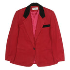 DUMAS Womens Red & Black Wool Button Jacket UK 12 Tailored Plain Stylish