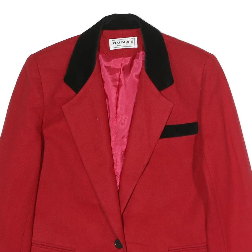 DUMAS Womens Red & Black Wool Button Jacket UK 12 Tailored Plain Stylish
