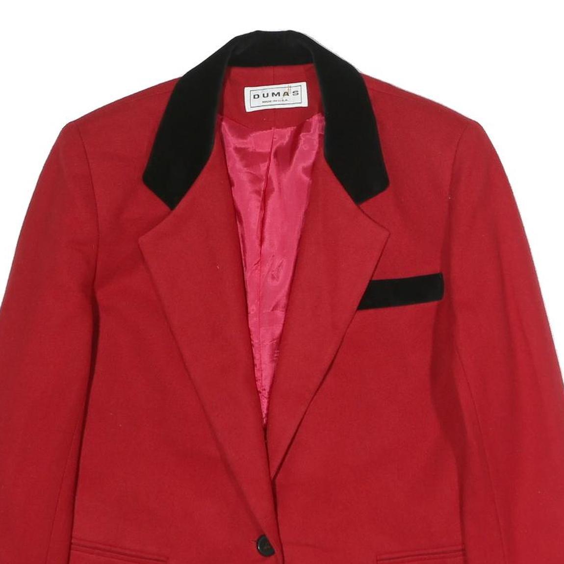 DUMAS Womens Red & Black Wool Button Jacket UK 12 Tailored Plain Stylish