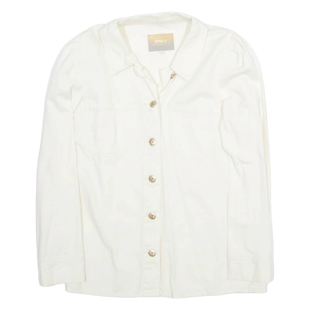 ONLY Womens Shirt Beige Collared Long Sleeve S