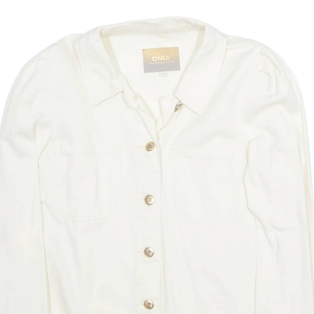 ONLY Womens Shirt Beige Collared Long Sleeve S