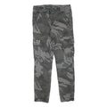 Mens Slim Drawstring Cotton Blend Grey Camo Cargo Trousers W28 L29 Casual