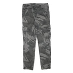 Mens Slim Drawstring Cotton Blend Grey Camo Cargo Trousers W28 L29 Casual